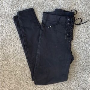 Black lace up jeggings